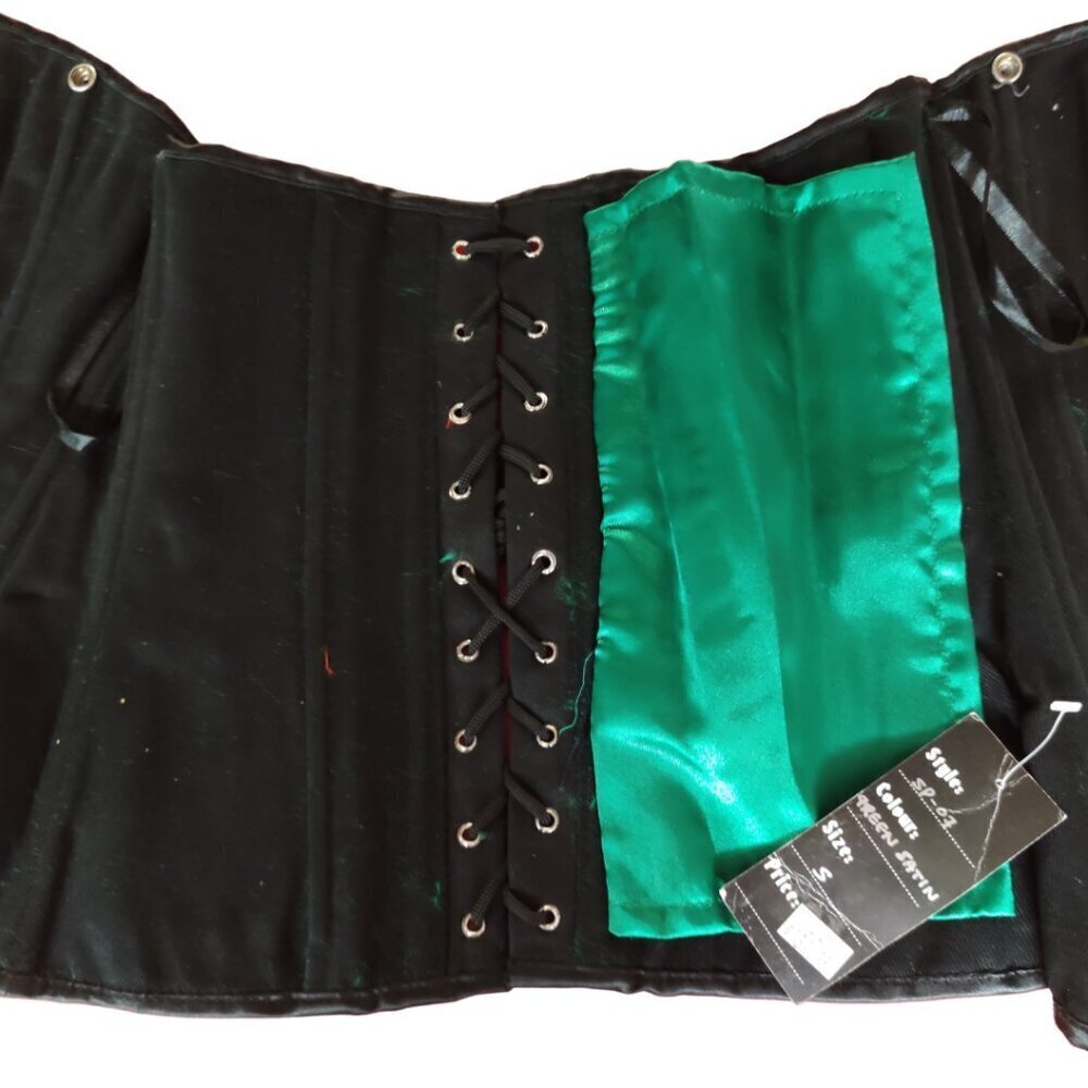 Burleska Green Satin and Lace Corset - Picture 6 of 11